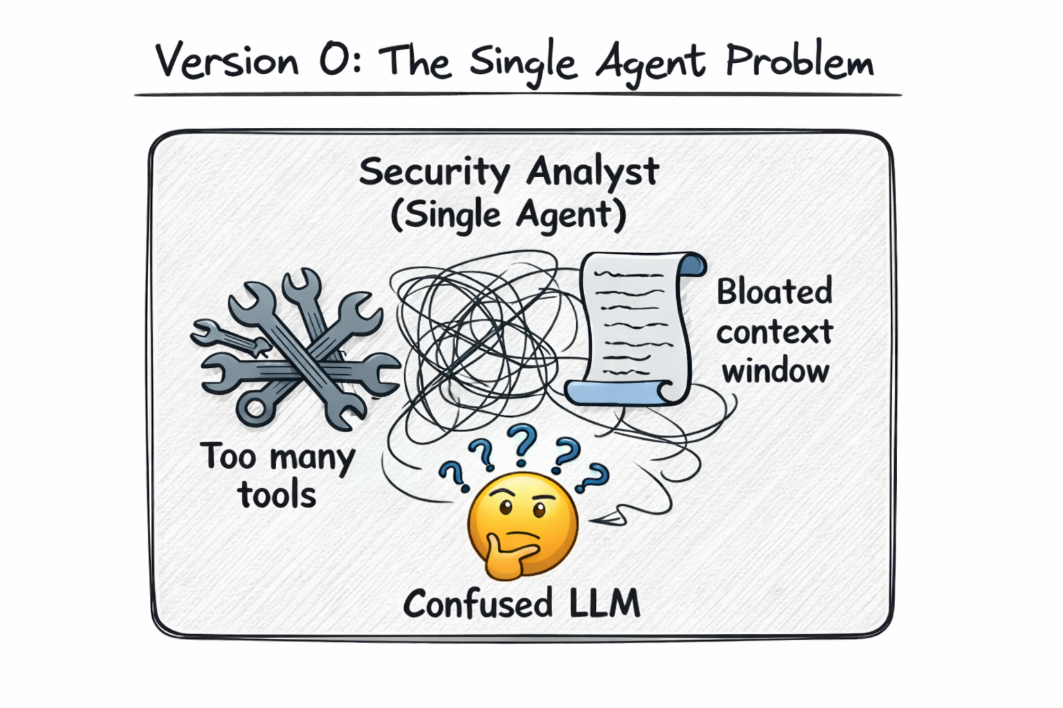Version 0: The Single Agent Problem — too many tools, confused LLM, bloated context window